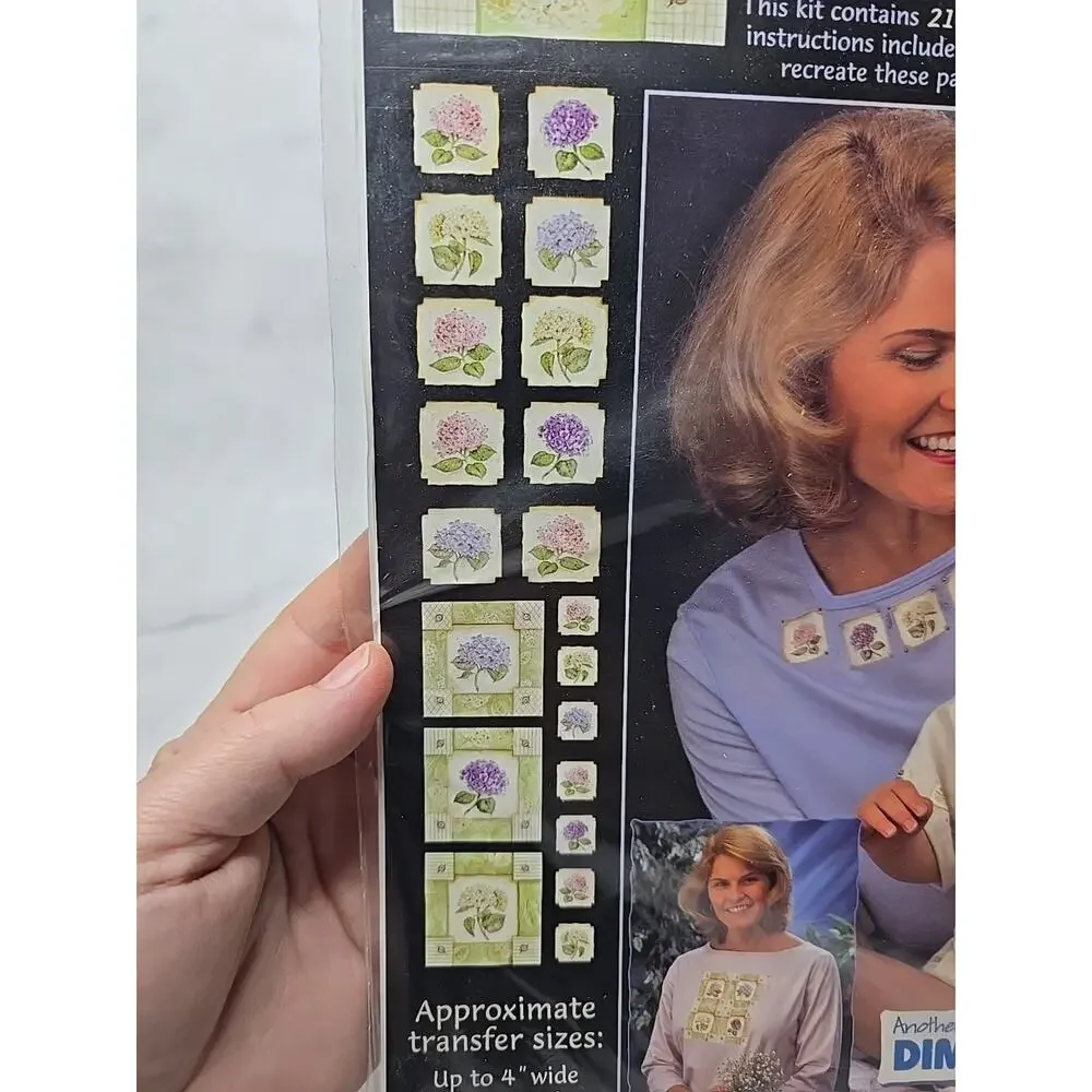 1999 Dimensions Fashion Art Full Color Iron-On Transfer Misty Hydrangeas 80581